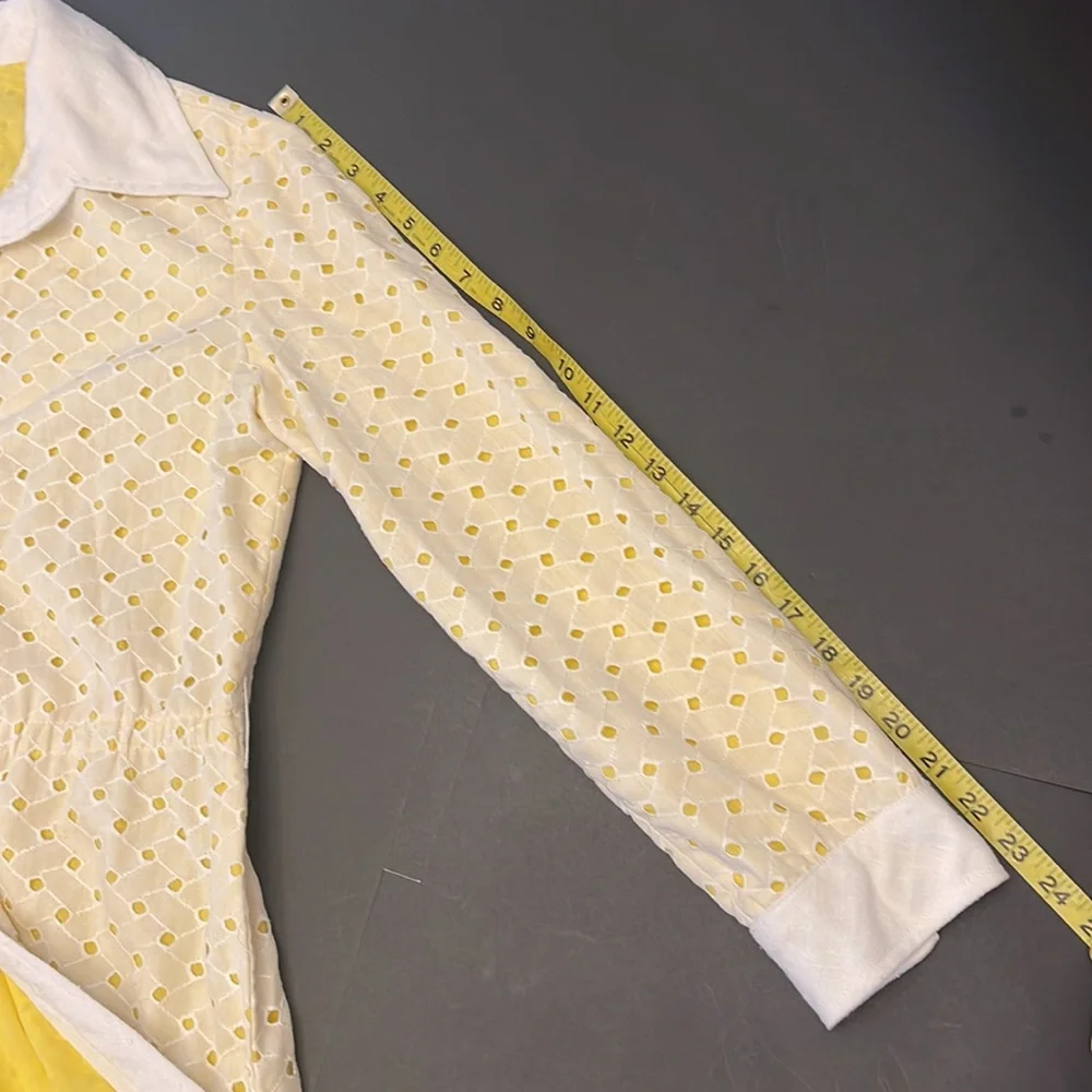 Vintage Maxi White and Yellow Eyelet Dress